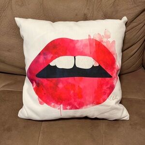Oliver Gal watercolor lips accent pillow